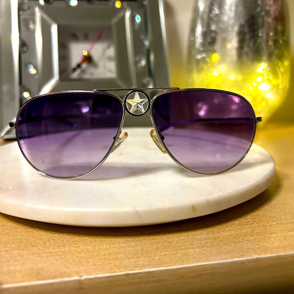 Christian Dior vintage Hippie1 Aviator sunglasses with purple tint lenses